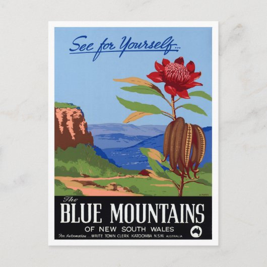 Australische blauwbergen herstelde Vintage Poster Briefkaart (Voorkant)