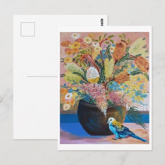 Australische Bleke Rosella en Kaart van wilde bloe (Voorkant / Achterkant)