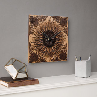 Australische bloemblaadjes: Banksia Flower Wood Pr Vierkante Klok