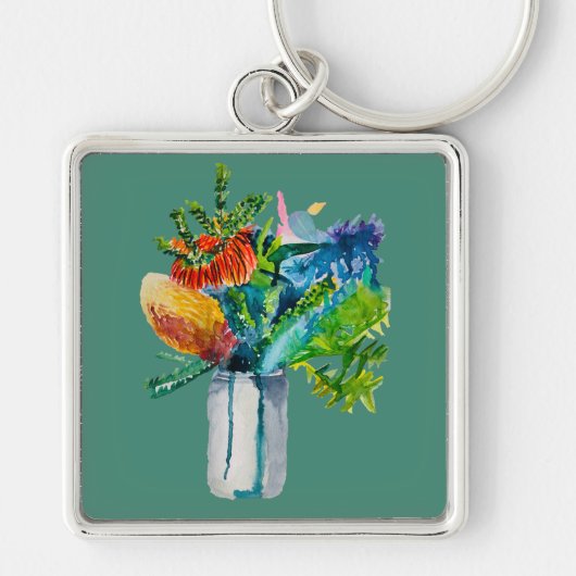 Australische bloemen aquarel sleutelhanger (Voorkant)