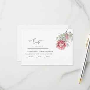 Australische bloemen- en bladbruiloft RSVP kaartje