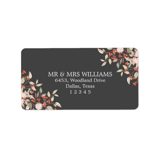 Australische bloemen formeel grijs retouradres etiket (Voorkant)