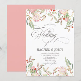 Australische bloemen kalligrafisch script bruiloft kaart