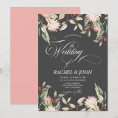 Australische bloemen kalligrafische bruiloft monog kaart (Voorkant / Achterkant)