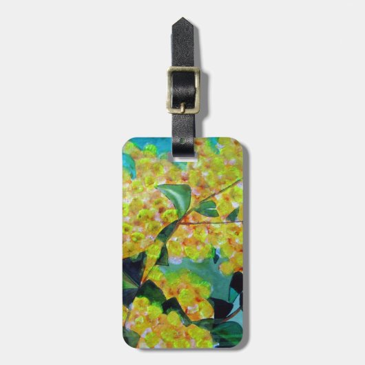 Australische bloemenkunst met Gele Wattle Bagagelabel (Voorkant verticaal)