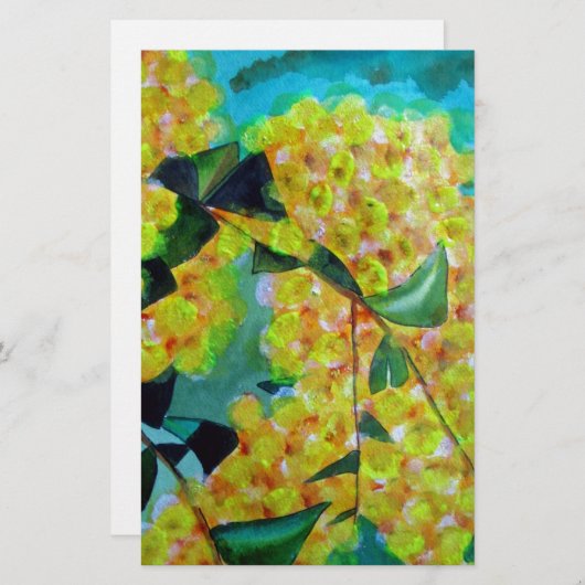 Australische bloemenkunst met Gele Wattle Briefpapier (Voorkant / Achterkant)