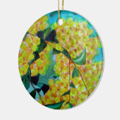 Australische bloemenkunst met Gele Wattle Keramisch Ornament (Links)