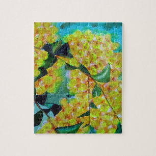 Australische bloemenkunst met Gele Wattle Legpuzzel