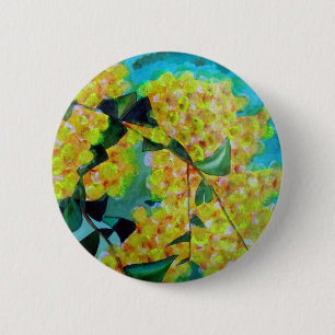 Australische bloemenkunst met Gele Wattle Ronde Button 5,7 Cm