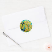 Australische bloemenkunst met Gele Wattle Ronde Sticker (Envelop)