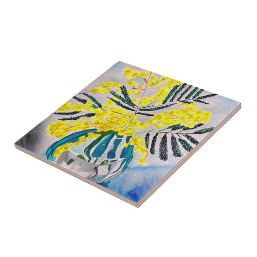 Australische bloemenkunst met Gele Wattle Tegeltje (Zijkant)