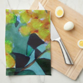 Australische bloemenkunst met Gele Wattle Theedoek (Quarter Fold)