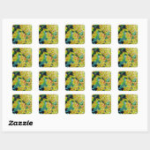 Australische bloemenkunst met Gele Wattle Vierkante Sticker (Vel)