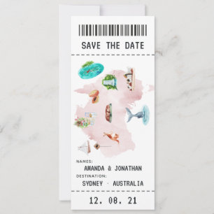 Australische boarding pass Save the Date