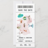 Australische boarding pass Save the Date (Voorkant)