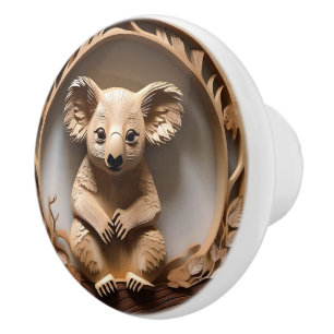 Australische Boomknuffelaar: Koala Beer Houtprint Keramische Knop