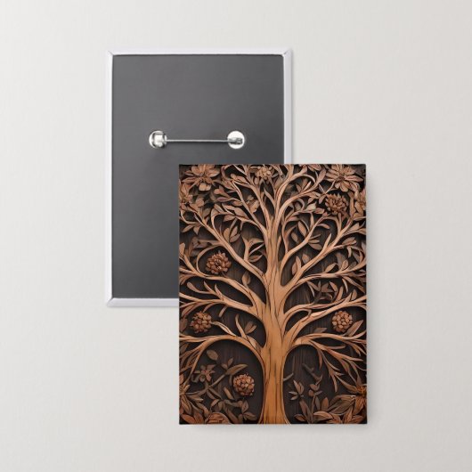 Australische bossen: 3D Warah Tree Wood Print, Button (Voorkant / Achterkant)