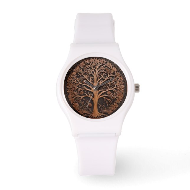 Australische bossen: 3D Warah Tree Wood Print, Horloge (Voorkant)