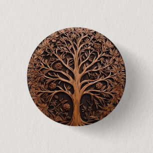 Australische bossen: 3D Warah Tree Wood Print, Ronde Button 3,2 Cm