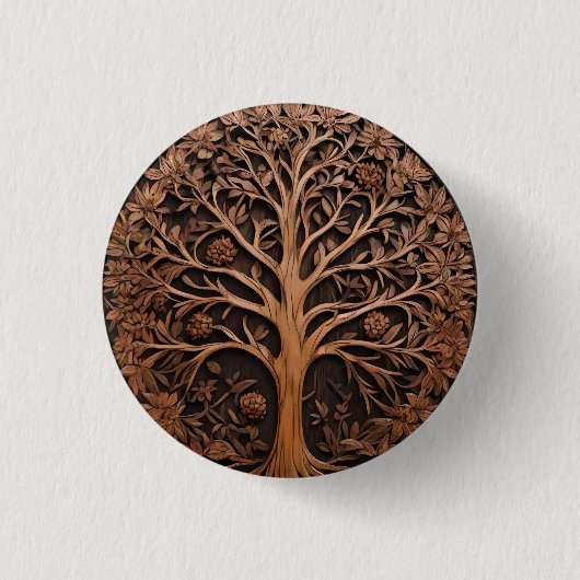 Australische bossen: 3D Warah Tree Wood Print, Ronde Button 3,2 Cm (Voorkant)