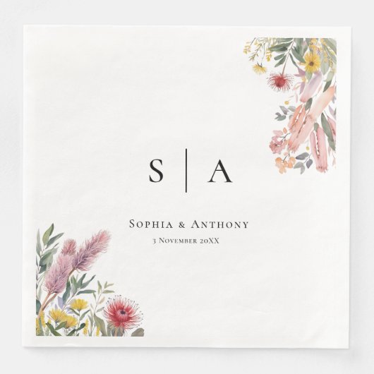 Australische botanicals bruiloft servetten (Voorkant)