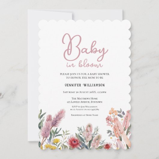 Australische botanische babyshower uitnodiging (Voorkant)