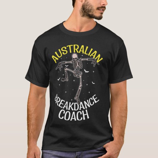 Australische Breakdance Coach Dansend Skelet Austr T-shirt (Voorkant)