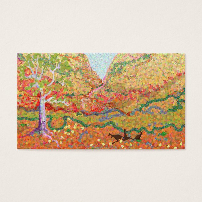 Australische buitenlandschapskunst met kangoeroes visitekaartje (Voorkant)