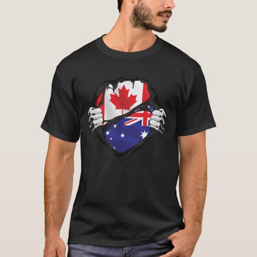 Australische Canadese handschoenen met een vlag T-shirt (Voorkant)