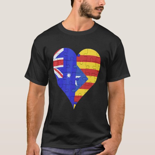 Australische Catalaanse Vlag Hart T-shirt (Voorkant)