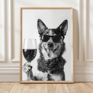 Australische Cattle Dog en Wijn Kunst aan de Muur, Poster