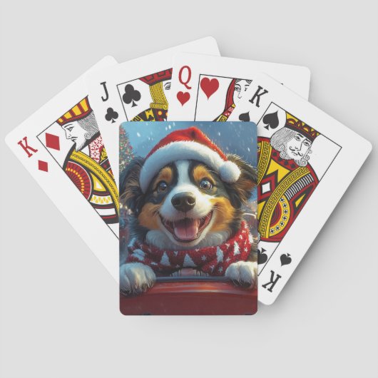 Australische Cattle Dog Roller Coaster Kerstmis Pokerkaarten (Achterkant)