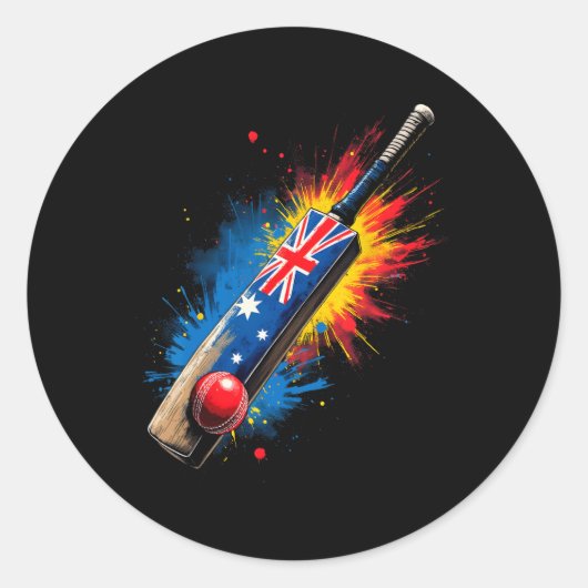 Australische Cricket T  Ronde Sticker (Voorkant)