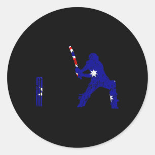 Australische Cricketspeler Tsman Wicket Cricket We Ronde Sticker