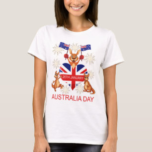 AUSTRALISCHE DAG 26 JANUARI KANGAROOS, FLAGS, HART T-SHIRT