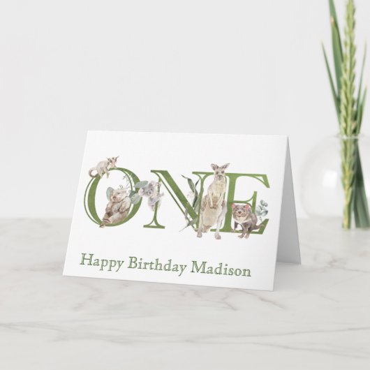 Australische Dieren 1e Eerste Verjaardag Eén Kaart (Voorkant)