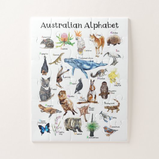 Australische Dieren Alfabet  Legpuzzel (Verticaal)