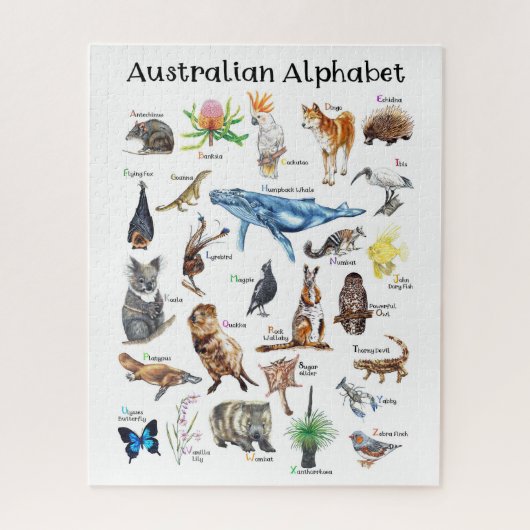 Australische Dieren Alfabet  Legpuzzel (Verticaal)