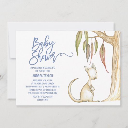 Australische dieren | Baby shower Kangaroo en Joey Kaart (Voorkant)