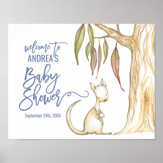 Australische dieren | Baby shower Kangaroo Welkom Poster (Voorkant)