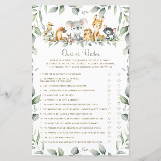 Australische dieren Baby shower over of onder de g (Voorkant)