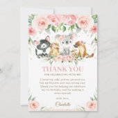 Australische dieren Blush Pink Floral Birthday Bab Bedankkaart (Voorkant)