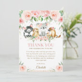 Australische dieren Blush Pink Floral Birthday Bab Bedankkaart (Staand voorkant)