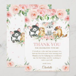 Australische dieren Blush Pink Floral Birthday Bab Bedankkaart