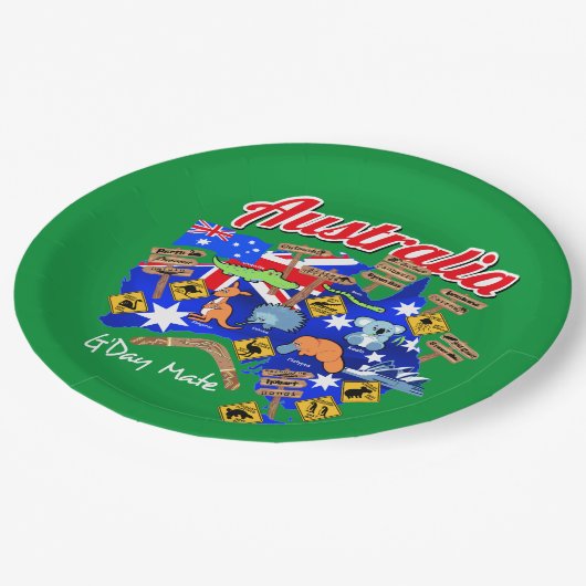 Australische dieren en locaties papieren bordje (Gekanteld)
