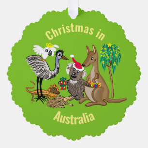 Australische dieren en Santa Koala Ornament Kaart