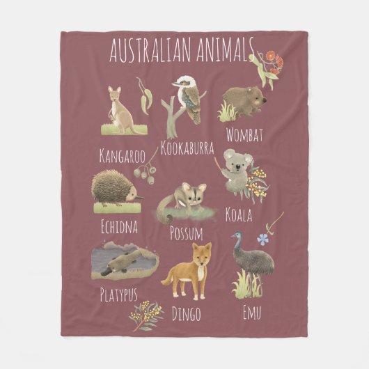 Australische dieren fleece deken (Voorkant)