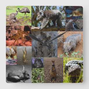 Australische dieren Fotocollage, wandklok