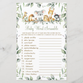 Australische dieren Greenery Baby Word Scramble