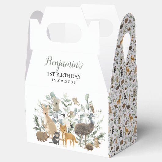 Australische dieren Greenery Eucalyptus Birthday Bedankdoosjes (Geopend)